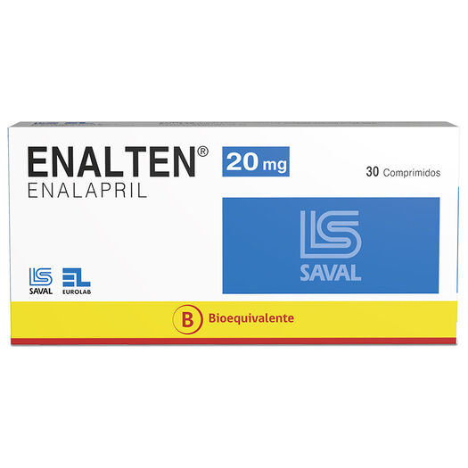 ENALTEN Enalapril maleato 20 mg 30 comprimidos, , large image number 0