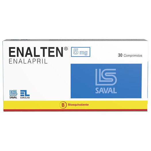 ENALTEN Enalapril maleato 5 mg 30 comprimidos, , large image number 0