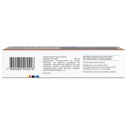 ENALTEN Enalapril maleato 20 mg 30 comprimidos, , large image number 1