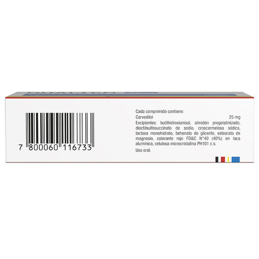 DUALTEN Carvedilol 25 mg 30 comprimidos, , large image number 1