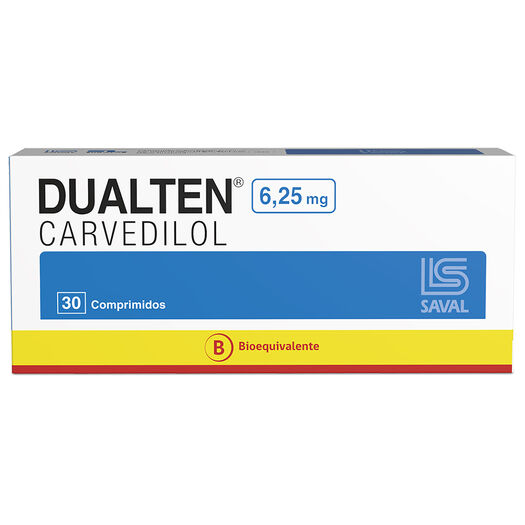  DUALTEN Carvedilol 6,25 mg 30 comprimidos, , large image number 0