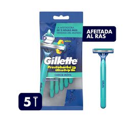 Máquina De Afeitar Desechable Gillette Prestobarba Ultragrip2 Con Cabezal Móvil, 5 Unidades