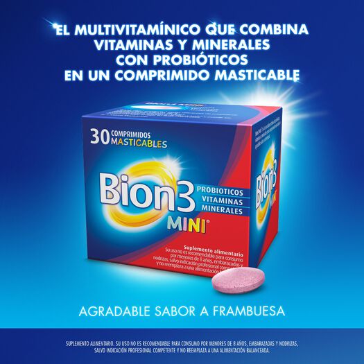 Bion3 Mini con Vitaminas, Minerales y Probióticos 30 Comprimido Masticable, , large image number 1