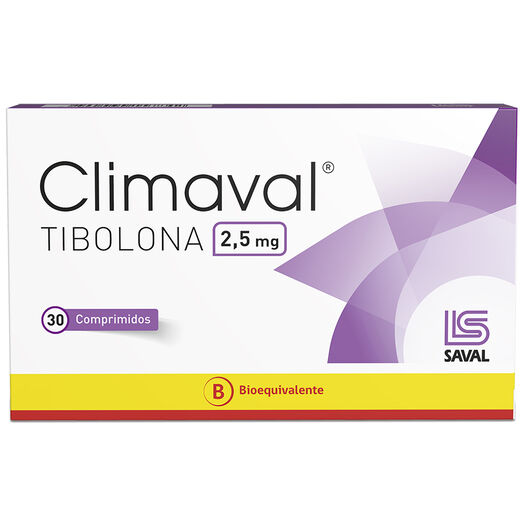 CLIMAVAL Tibolona 2,50 mg 30 comprimidos, , large image number 0