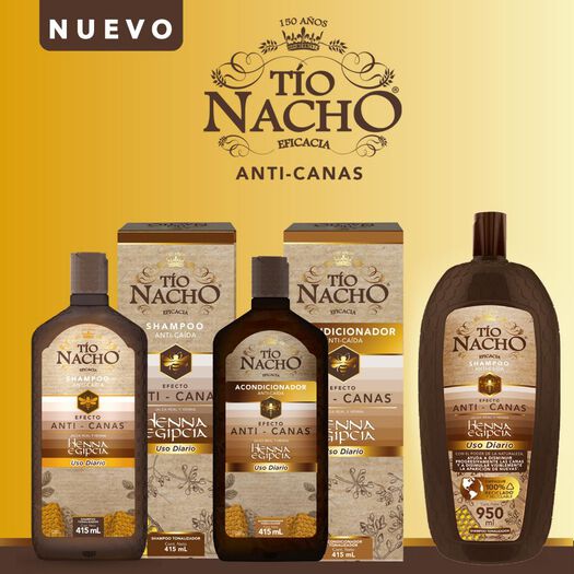 Tío Nacho Shampoo Anti-Canas Henna Egipcia 415 ML, , large image number 3