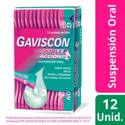 Gaviscon Suspensión Oral Sachet Doble Acción 10 ml x 12