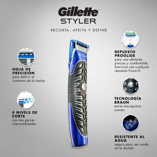Afeitadora Eléctrica Gillette Styler para Afeitar Barba y Cuerpo 1 Un, , large image number 1