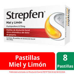 Strepfen Miel y Limón x8 Pastillas de Disolución Bucal Flurbiprofeno 8,75 mg 