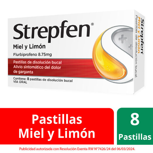 Strepfen Miel y Limón x8 Pastillas de Disolución Bucal Flurbiprofeno 8,75 mg , , large image number 0