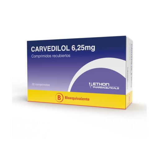 Carvedilol 6.25 mg x 30 Comprimidos ETHON PHARMACEUTICALS S.P.A, , large image number 0