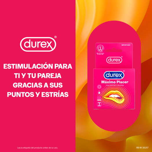 Durex Condones Máximo Placer 3 unidades, , large image number 1