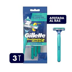 Máquina De Afeitar Desechable Gillette Prestobarba Ultragrip2 Con Cabezal Móvil, 3 Unidades