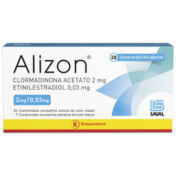 ALIZON Clormadinona acetato 2,00 mg
Etinilestradiol 0,03 mg 28 comprimidos