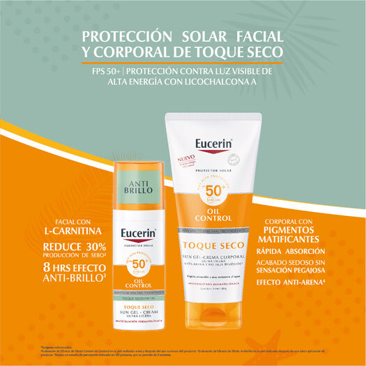 Protector Solar Facial Eucerin Sun Toque Seco Oil Control FPS 50+