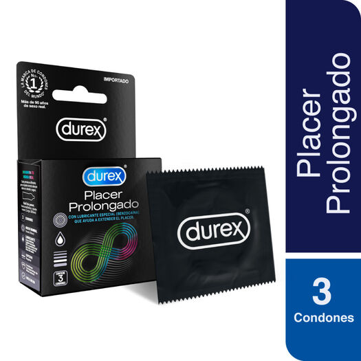 Durex Condones Placer Prolongado 3 unidades, , large image number 0