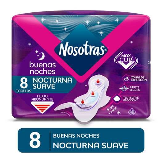 Nosotras Toalla Higienica Buenas Noches x 8 Unidades, , large image number 0